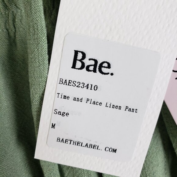 NWT Bae The Label Time and Place Linen Pant Sage size M Split Hem Maternity - Picture 9 of 15